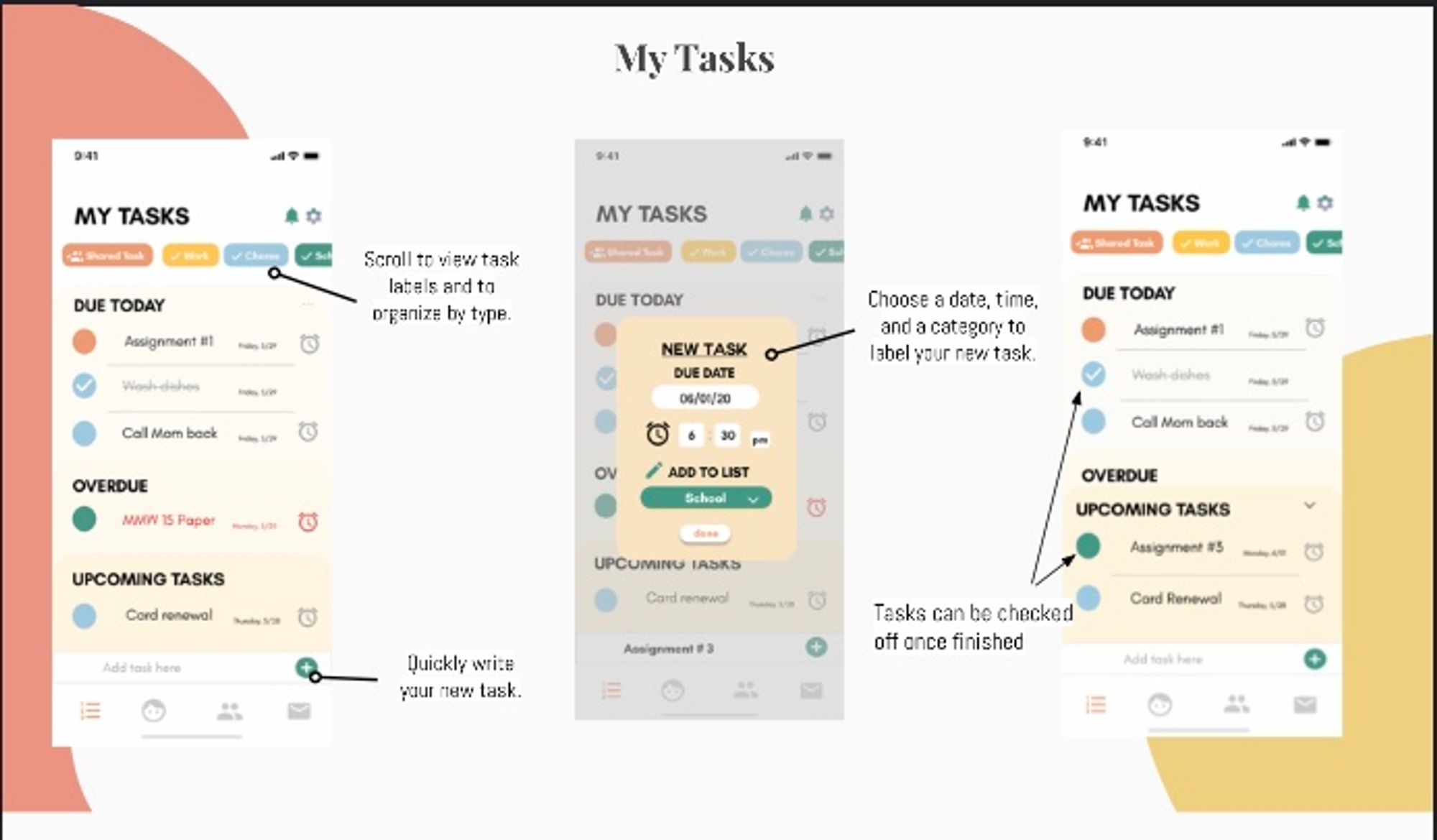 Rutina allows users to add and view tasks while being able to track due dates.