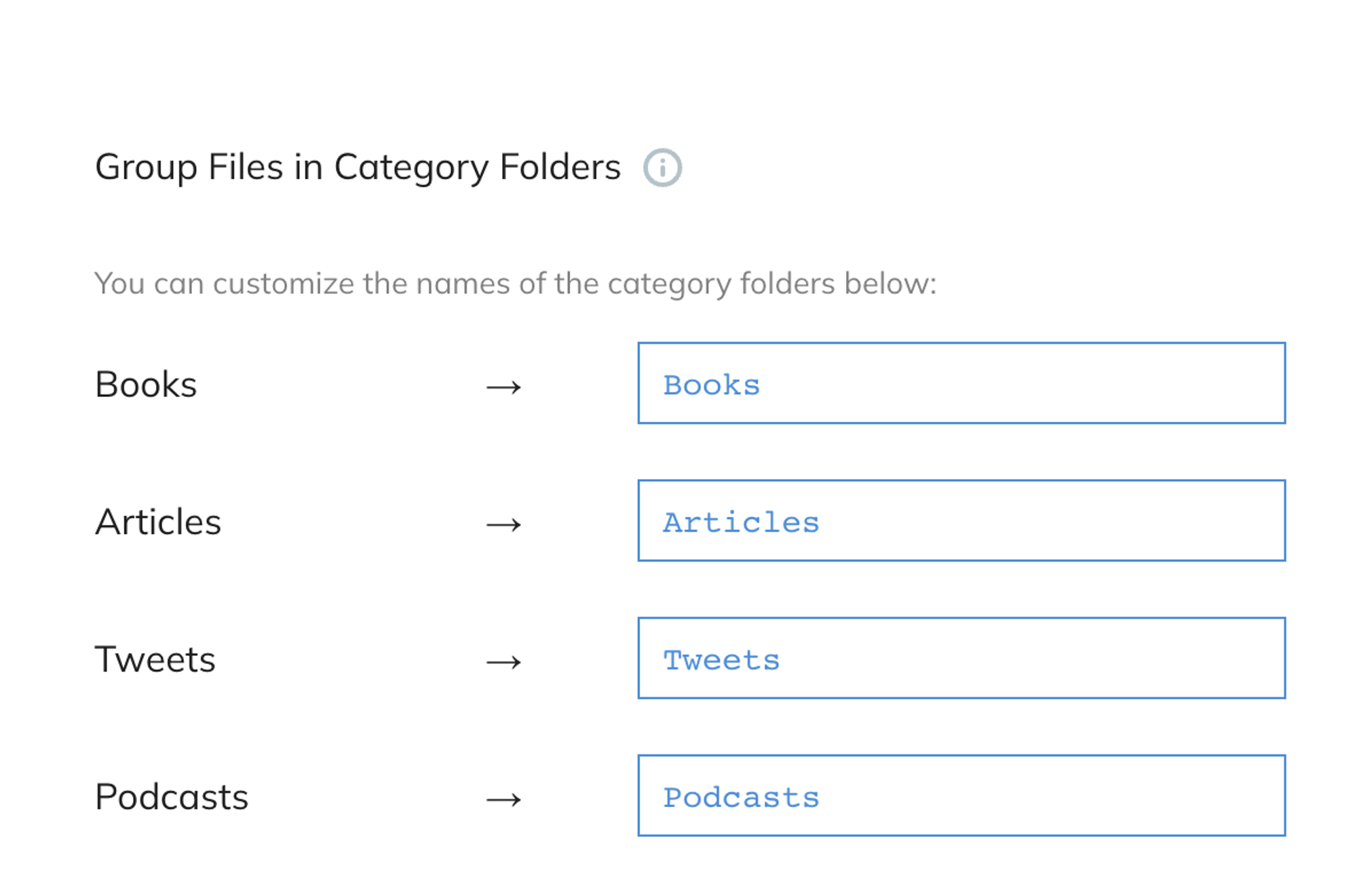 Readwise Category Folders
