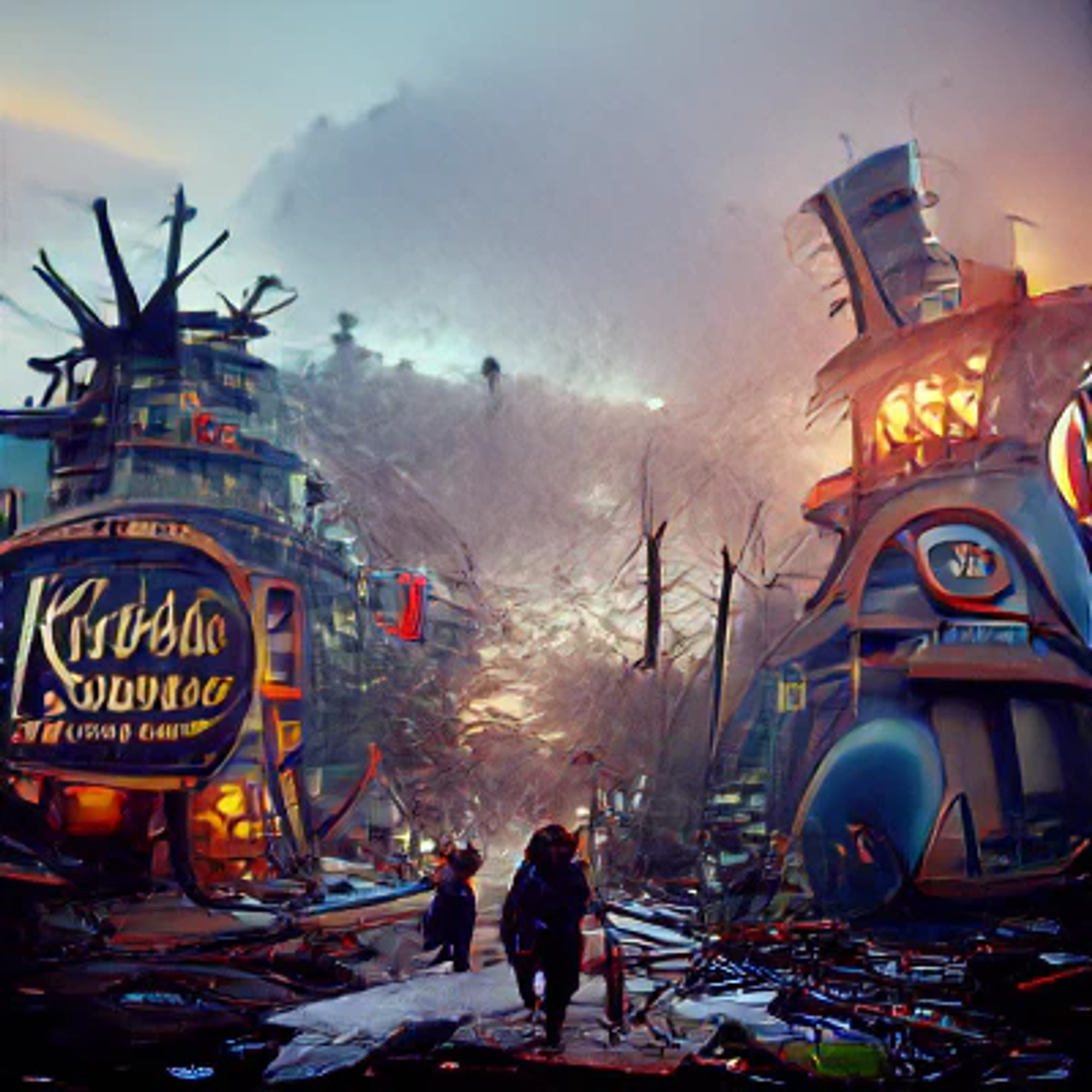 CLIP gives high score to this image and the phrase: "Post-apocalyptic Wonderland"