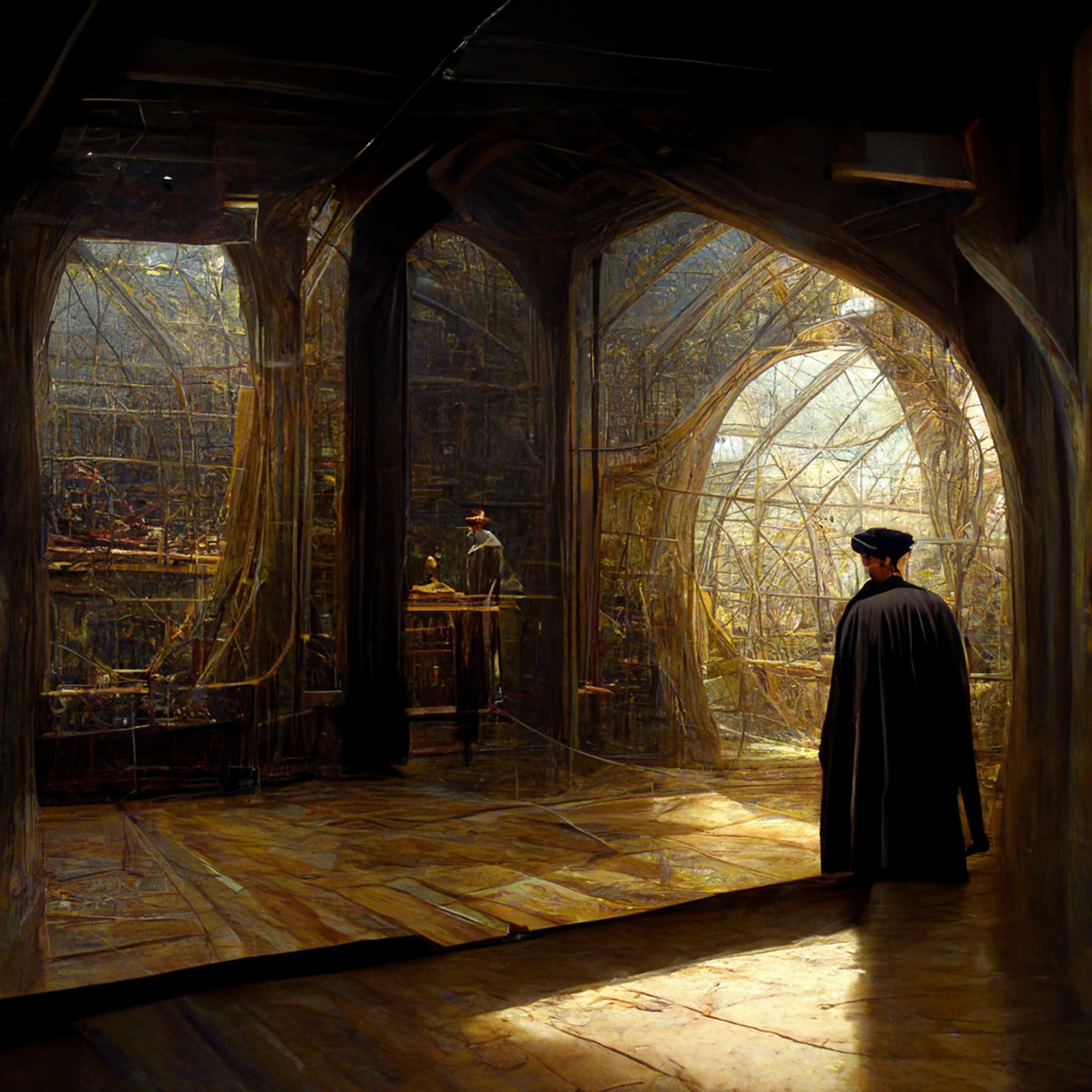 /imagine an ultrarealistic cinematic picture of hamlet on the holodeck