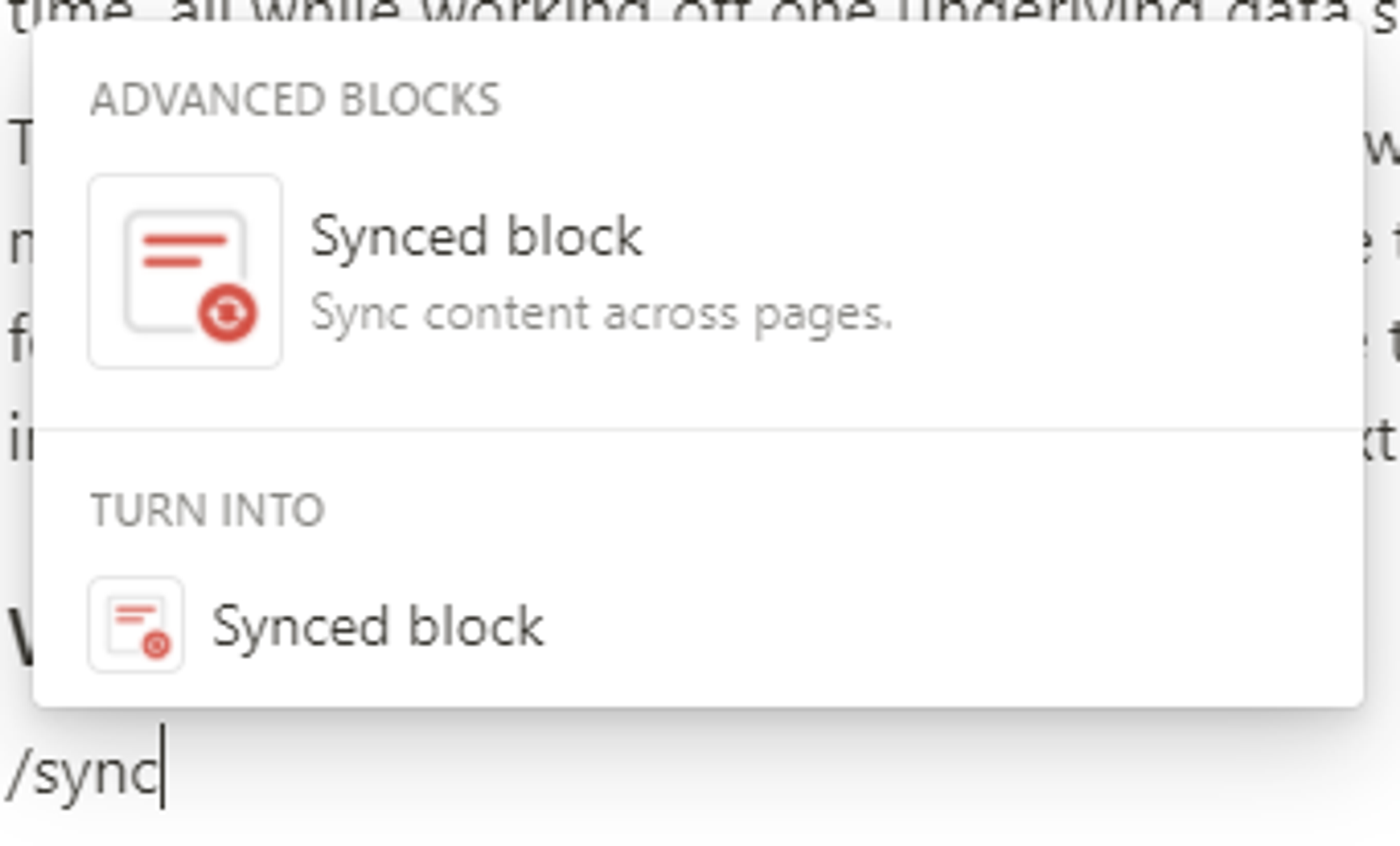 “/sync” creates a sync block, as shown here!