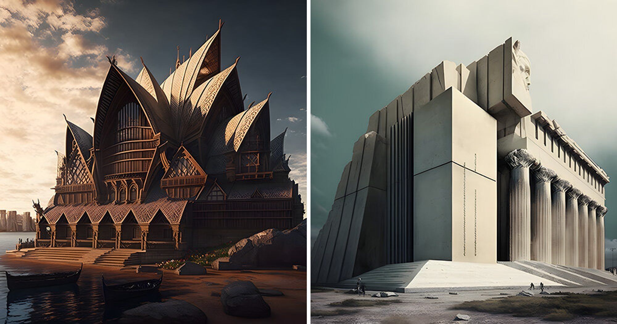 alternative histories: iconic architecture reimagined in different styles using AI