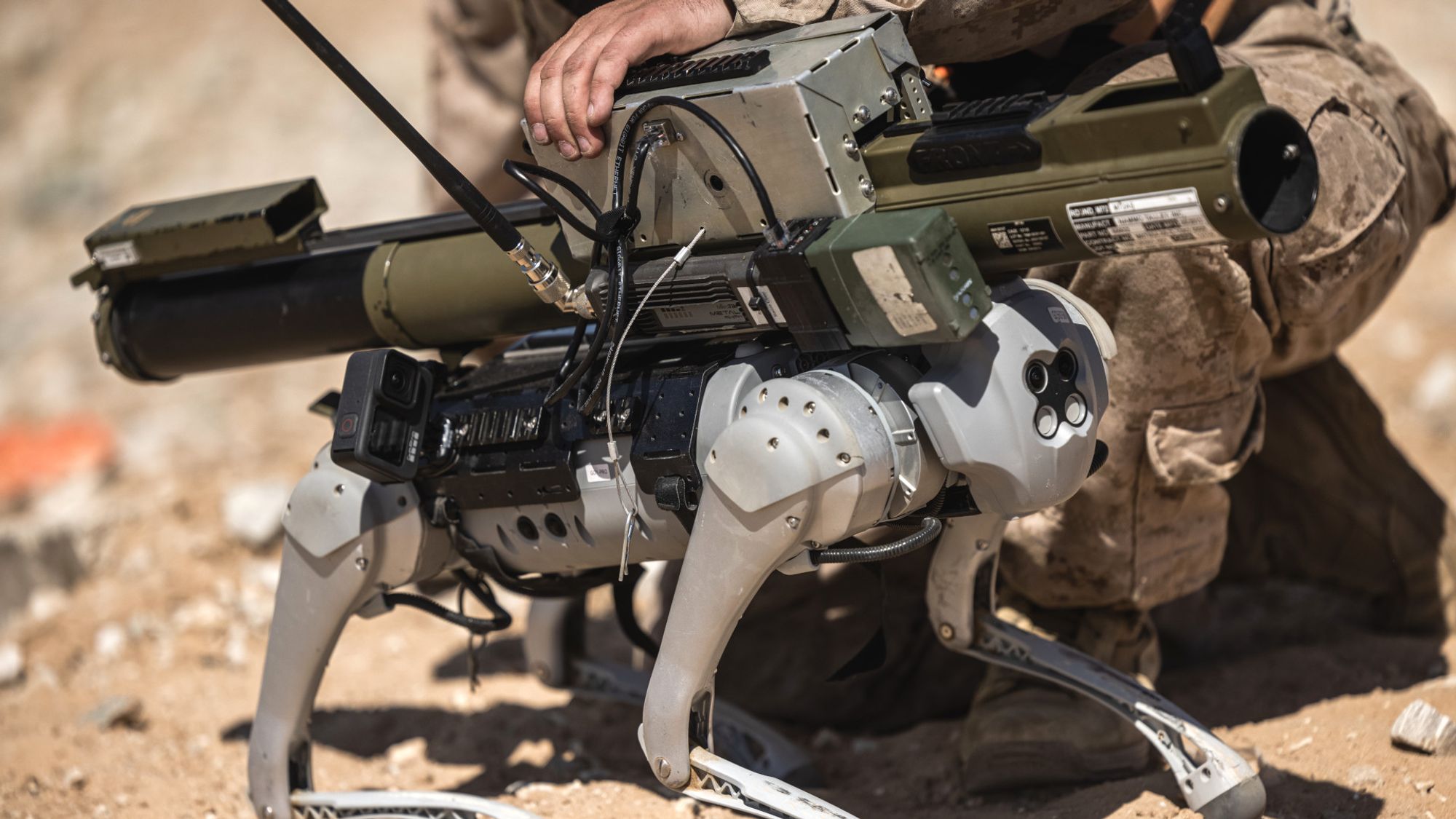 Marines Test Fire Robot Dog Armed With Rocket Launcher