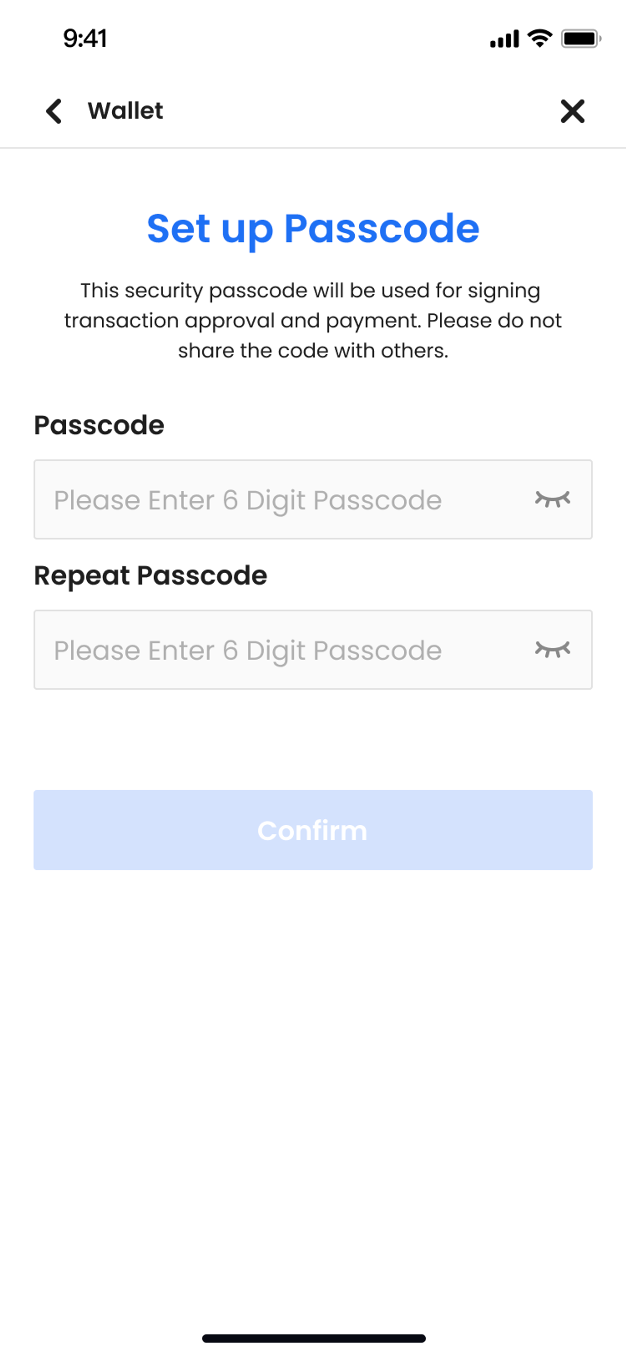 Passcode Setup For First-time Users