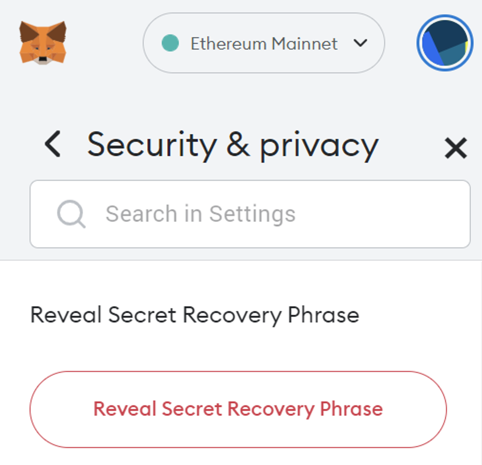 Recovery Phrase Management in Metamask